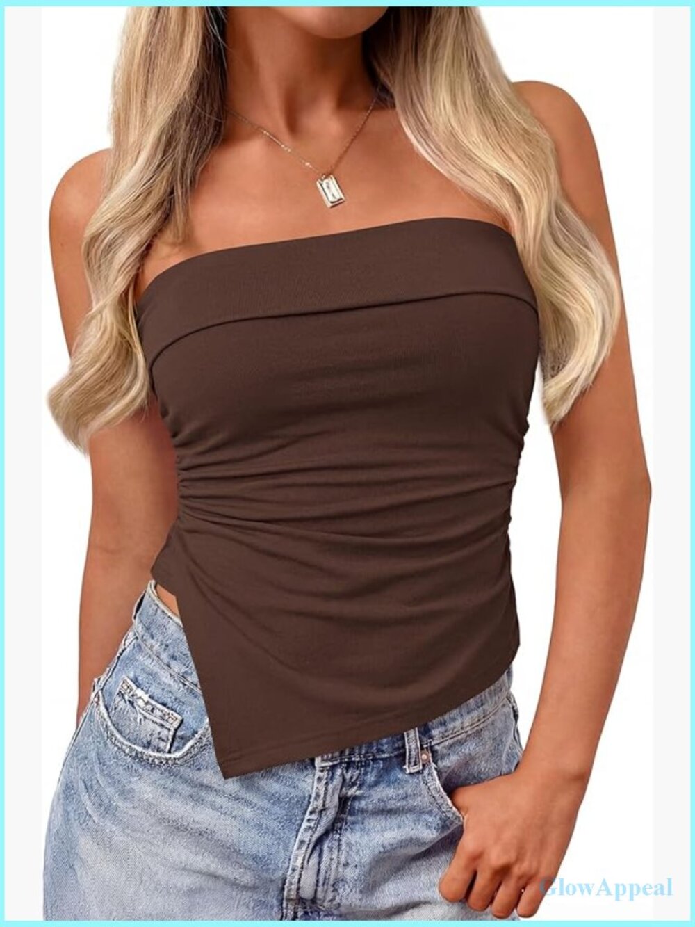 Asymmetrical Ruched Strapless Bandeau Tube Top Women Summer